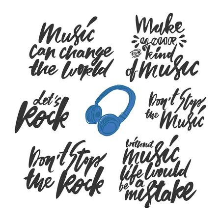 Don't stop the music. Headphones illustration. Modern calligraphic style. Hand lettering and custom typography for your designのイラスト素材
