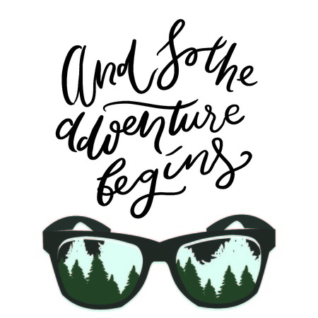 And so the adventure begins. Hand lettering quotes for your design.のイラスト素材