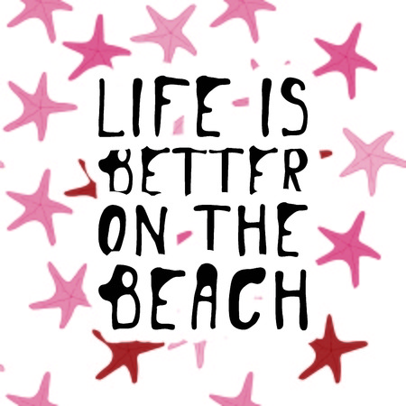 Life is better on the beach. Hand lettering vector illustrationのイラスト素材