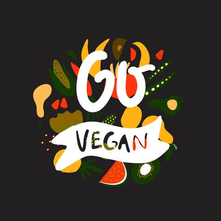 Go vegan. Hand lettering quote for your design.のイラスト素材
