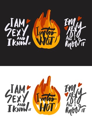 I am sexy and I know it. Hand lettering sexy quotes for your design: posters, banners, cardsのイラスト素材