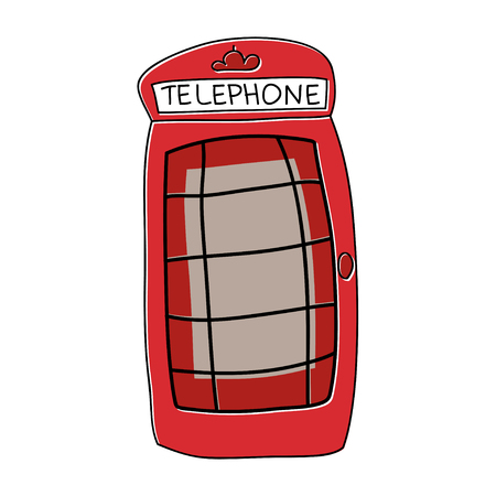Phone boothLondon vector drawing by hand sights England Great Britain Westminsterのイラスト素材