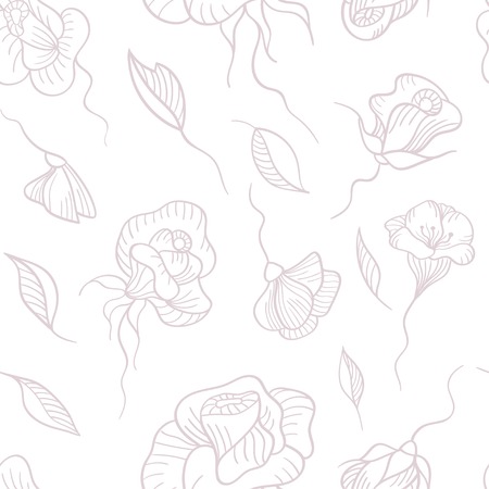 roses seamless pattern vector floral hand drawn retro style. For wedding, posters, cards, ivitations.のイラスト素材
