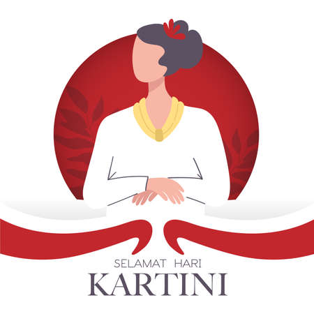 Selamat Hari Kartini Celebration Happy Kartini Day. Indonesian activist who advocated for womens rights and female education. Feminism heroes.のイラスト素材