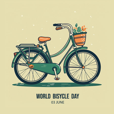 Flat world car free day. world bike day. cartoon flat style. AI generativeの素材