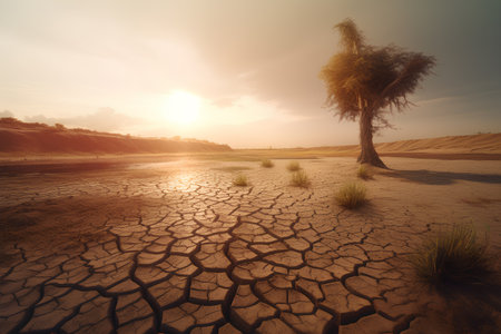 Droughtland drynes. global warming climate change concept ai generatedの素材