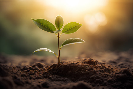 Growing plant eco concept earth day and enviroment day. AI generatedの素材