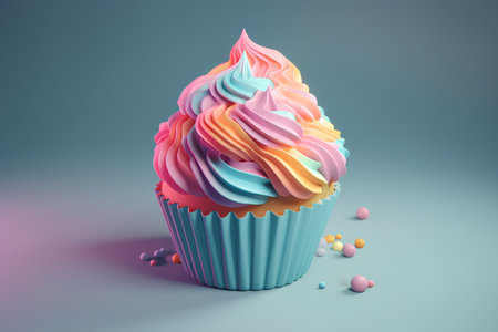 Cupcake isolated 3d render illustration in pastel colors ai generatedの素材
