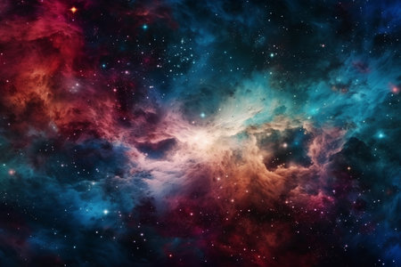Cosmic background with bright shining stars, galaxies and deep universeの素材
