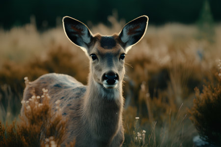 Photo roe baby animal deer standing in the fieldの素材