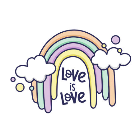 Rainbow doodle lettering saying with rainbow. Inspiring motivational quotesのイラスト素材