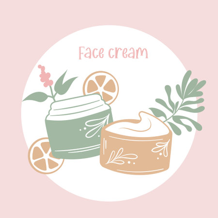 Skincare spa products set korean bottles and tubes natural cosmetic hand drawnのイラスト素材