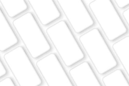 Clay Smartphones Screens Mockups for App Design Presentation, Isolated on White Background. Vector Illustrationのイラスト素材