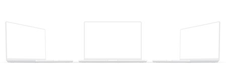 Set of Clay Laptop Computers With Blank Screens, Isolated on White Background, Front and Side View. vector illustrationのイラスト素材