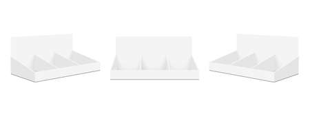 Blank Display Carton Counters Set, Front and Side View, Isolated on White Background. vector illustrationのイラスト素材