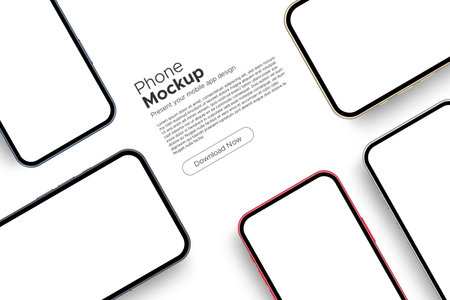 Modern Smartphones With Blank Screens. Mockup for Showing Mobile Apps Screenshots, Isolated on White Background. vector illustrationのイラスト素材