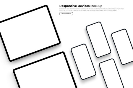 Tablet Computer and Smartphone Mockup With Space for Text. Blank Concept for Mobile App Design, Isolated on White Background. vector illustrationのイラスト素材
