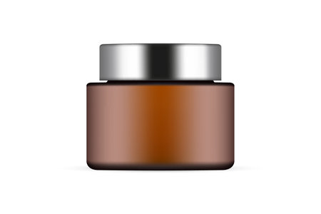 Amber Jar Mockup With Metal Cap, Front View, Isolated on White Background. vector illustrationのイラスト素材