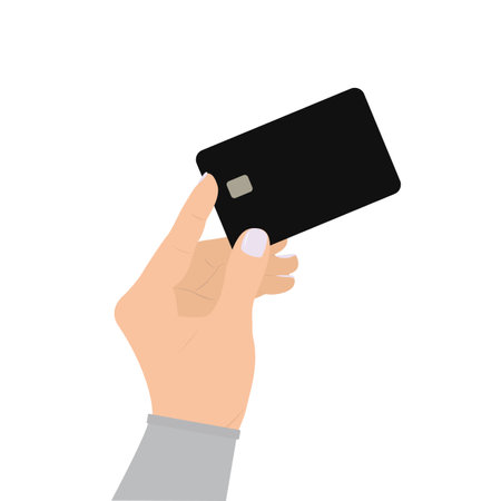 Hand Holding Credit Card, Flat Vector Illustration, Isolated on White Backgroundのイラスト素材