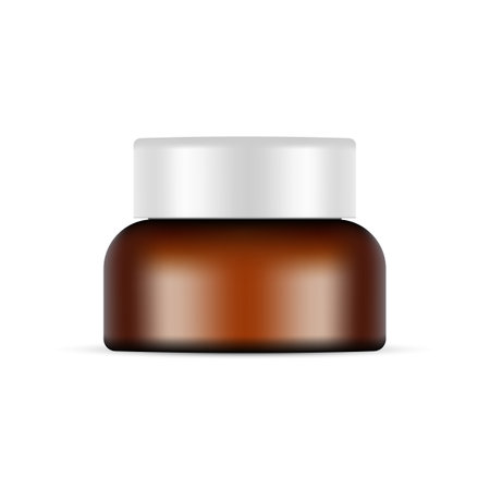 Amber Plastic Cream Jar, Isolated on White Background. vector illustrationのイラスト素材