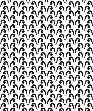 Vintage seamless pattern with swirls, black and white seamless print, wallpaper design, vector illustrationのイラスト素材