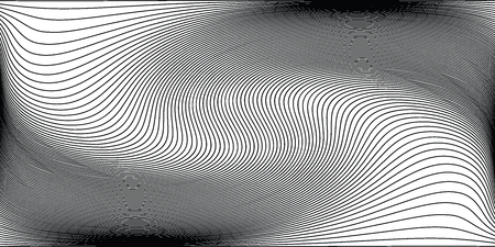 Wave monochrome background. Simple linear halftone  texture. Vector black & white background. Abstract dynamical rippled surface. Visual  3D effect. Illusion of movement.のイラスト素材