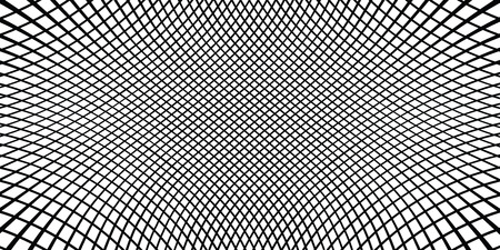Checkered monochrome background. Simple linear halftone  texture. Vector black & white background. Abstract dynamical rippled surface. Visual  3D effect. Illusion of movement.のイラスト素材