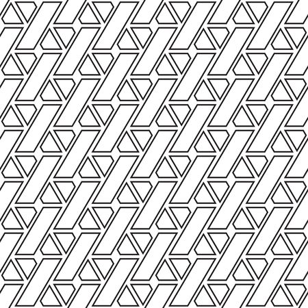 Vintage trellis pattern, seamless fabric print, linear seamless print, black and white vector illustration.のイラスト素材