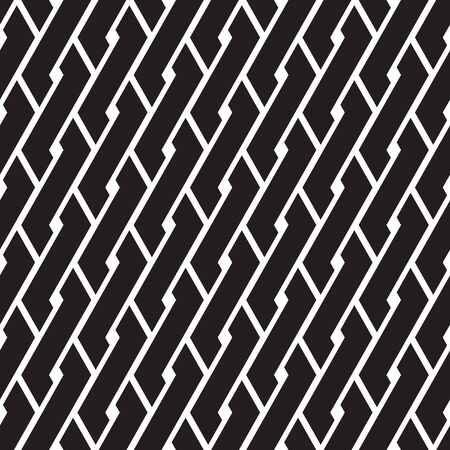 Seamless pattern of intersecting bands, seamleess ropes, black and white linear teture, vector illustrationのイラスト素材