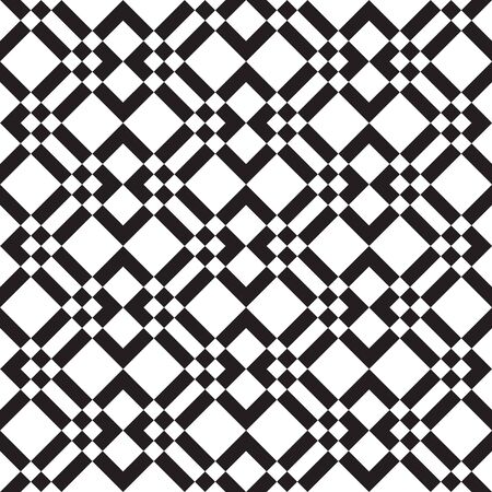Seamless squares pattern, checkered fabric print, geometric, geo pattern, vector illustration in black and whiteのイラスト素材