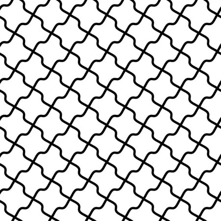 Vintage trellis pattern, seamless fabric print, linear seamless print, black and white vector illustration.のイラスト素材