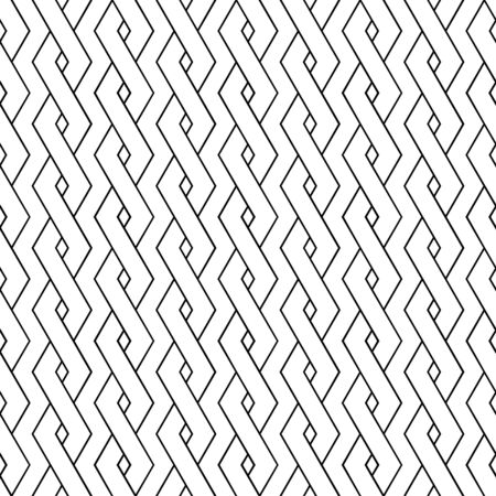 Seamless pattern of intersecting bands, seamleess ropes, black and white linear teture, vector illustrationのイラスト素材