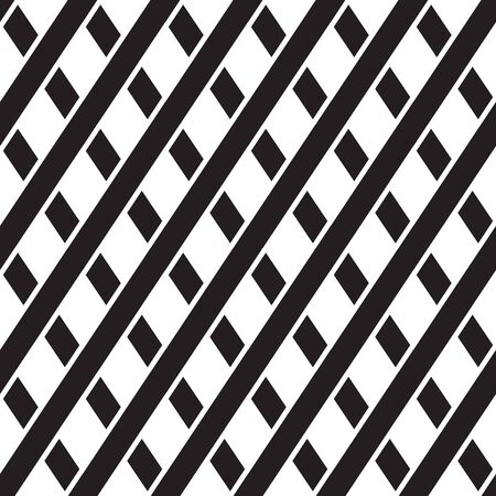 Seamless geometric pattern with intersect stripes, fabric print, black and white vector illustrationのイラスト素材