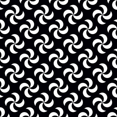 Geometric, geo, seamless pattern, seamless print with whirligig, top, spinner elemeent, black and white vector illustration, vintage seamless background.のイラスト素材