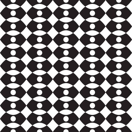 Geometric, geo, seamless pattern with  dots, ogee seamless print, black and white vector illustration.のイラスト素材