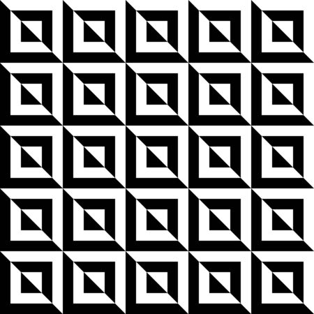 Seamless stripes, squares and triangles, seamless geometric, geo, pattern, black and white vector backgroundのイラスト素材