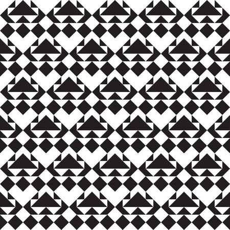 Geometric seamless pattern, seamless triangles and diamonds pattern, geo background in black and white, vector illustration.のイラスト素材