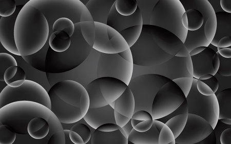 Black and white abstract background with soap bubbles with trendy gradient fillsのイラスト素材