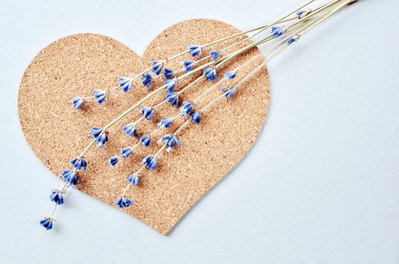 lavender flowers with cork heartの写真素材