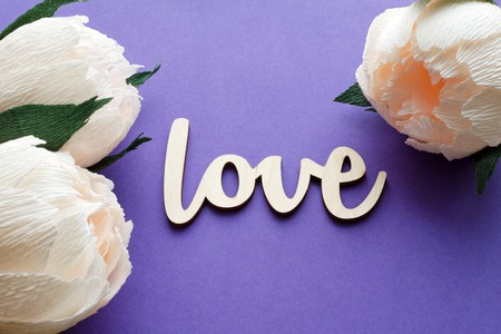 peony flowers with love cardの写真素材