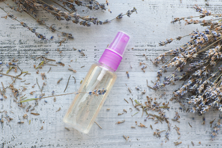 dry natural lavender flowers with organic perfumeの写真素材