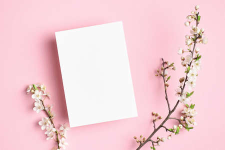Invitation or greeting card mockupの写真素材