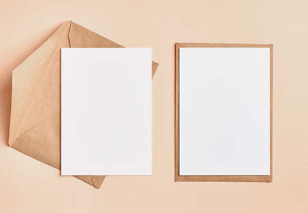 Invitation vertical card mockup with copy space, front and back sides