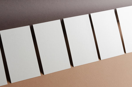 Row of blank business cards, mockupの写真素材