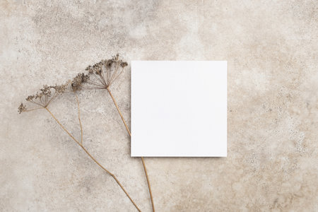 Square paper card mockup with copy space for invitation or flyer card design, top view