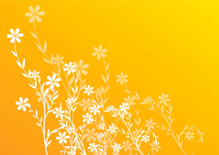 Orange background with flowersのイラスト素材