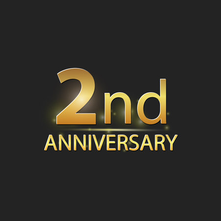 Gold 2nd year anniversary celebration elegant logoのイラスト素材