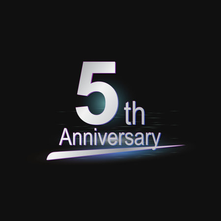 Silver 5th year anniversary celebration Modern logoのイラスト素材
