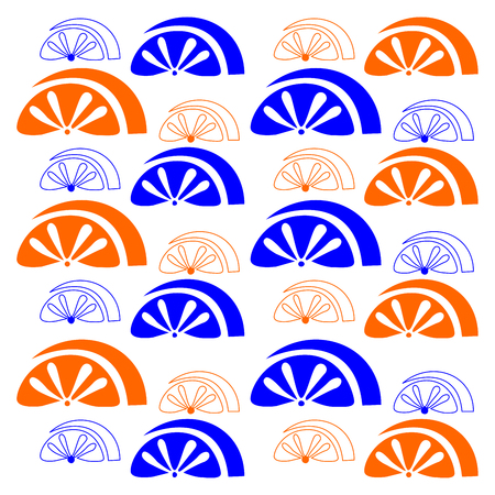 Fruit on white background. Vector orange patternのイラスト素材