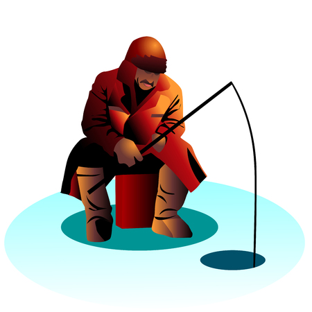 Winter fishing on the ice. Illustrationのイラスト素材